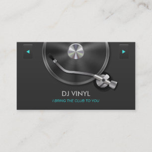 DJ Turntable Music Modern Clean Gray & Silver Business Card