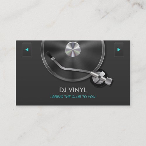 DJ Turntable Music Modern Clean Gray  Silver Business Card