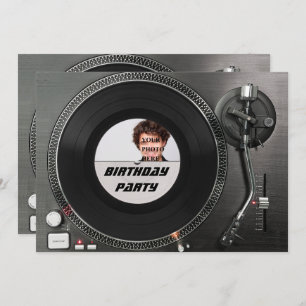 DJ turntable photo birthday Invitation