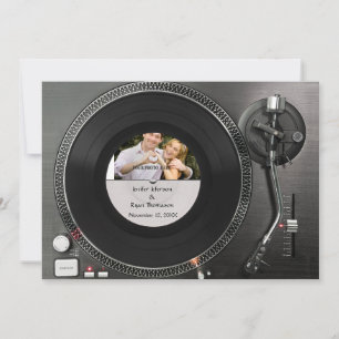 DJ turntable photo wedding Invitation