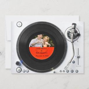 DJ turntable photo wedding Invitation
