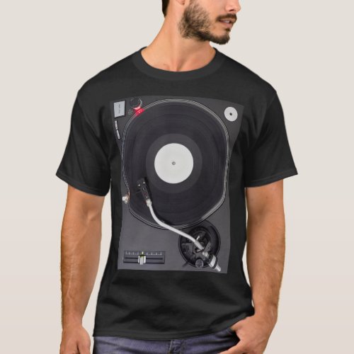 DJ Turntable Playing Vinyl Record Photo T_Shirt