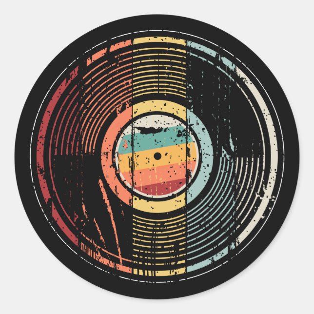 DJ Turntable record for vinyl listeners  Classic Round Sticker (Front)