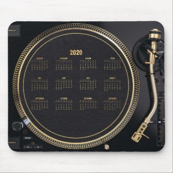 Dj Turntable With Calendar 2020 Mousepad by aquachild at Zazzle
