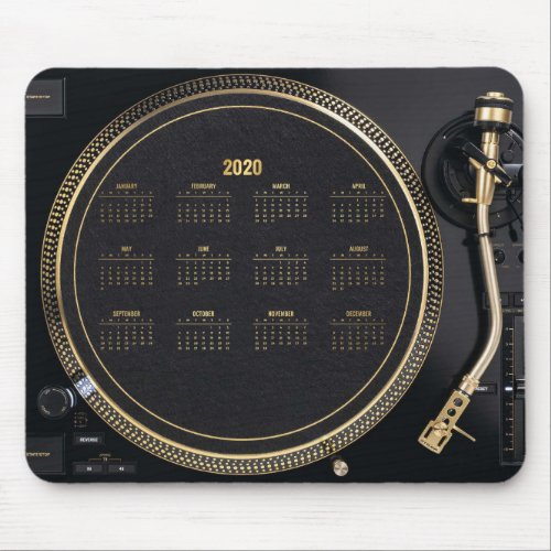 DJ Turntable with calendar 2020 Mousepad