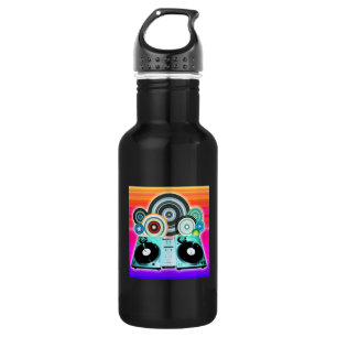 DJ Turntable with Vinyl - Pop Art Stainless Steel Water Bottle