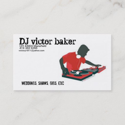 Customizable DJ victor baker Business Card Template