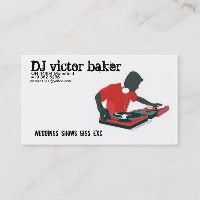 DJ victor baker Business Card (Front)