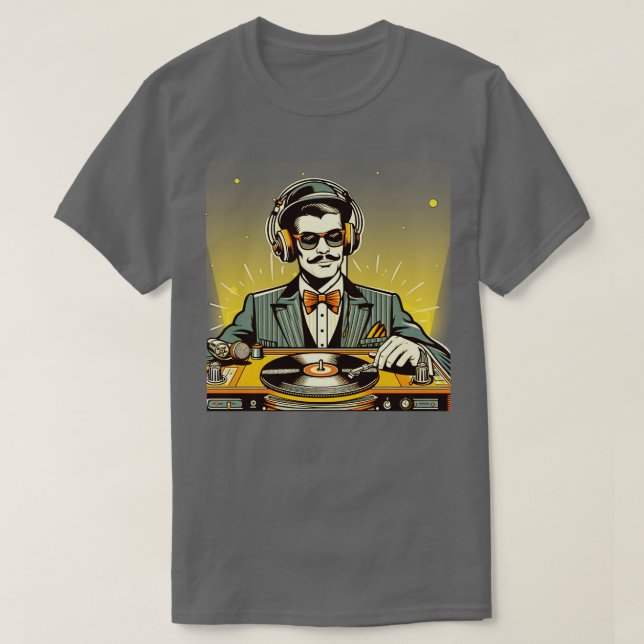 DJ Vintage Retro Msica Hombres Mujeres T-Shirt (Design Front)