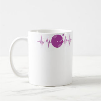 Dj Vinyl Record Heartbeat Funny Ekg Disk Jockey Coffee Mug