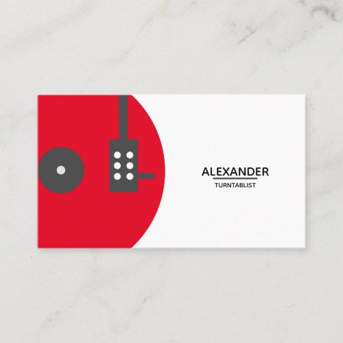 DJ Vinyl Record Modern Red Business Card