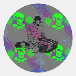DJ Vinyl Spinner Classic Round Sticker