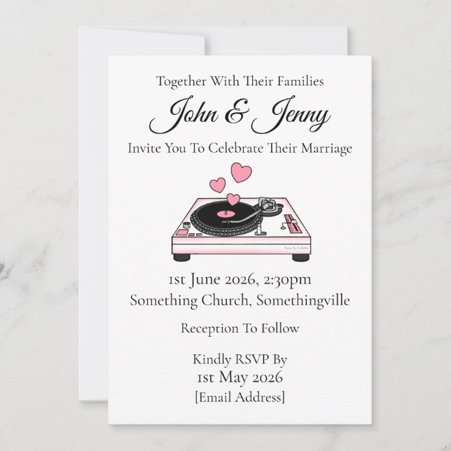 DJ Wedding Invitation Music Lover Musicians (Front)