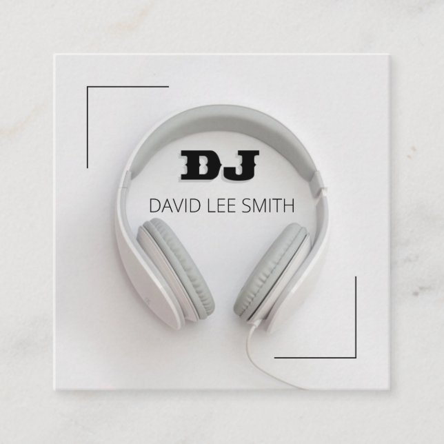 DJ White Square Business Card (Front)