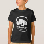 DJ your name white on black kids t-shirt<br><div class="desc">Original graphic music dj kids t-shirt. A great gift for wannabe DJ's and young musicians. This graphic tee is uniquely designed by Sarah Trett.</div>