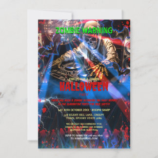 Dj Zombie Halloween Party Invitation