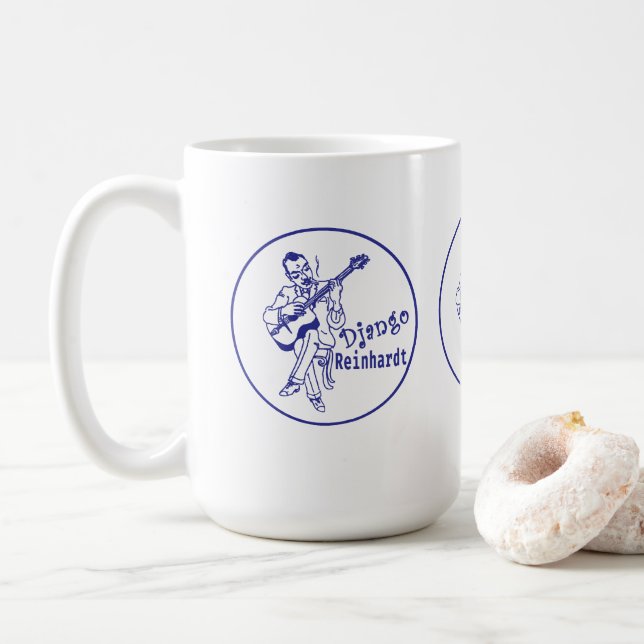 'Django Reinhardt' Drawing Logo Coffee Mug (With Donut)