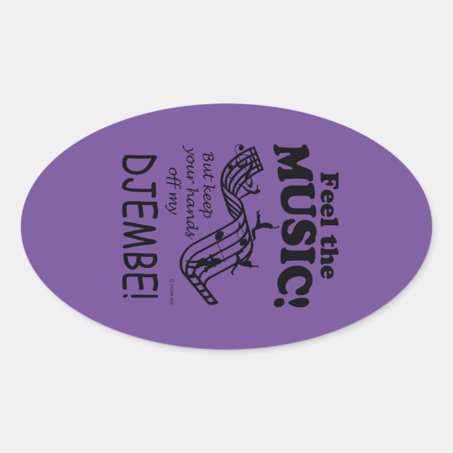 Djembe Feel The Music Oval Sticker (Front)