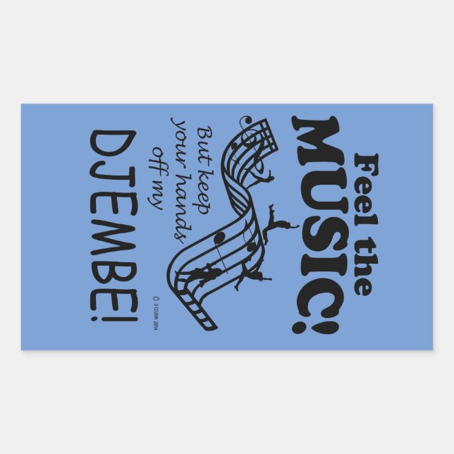 Djembe Feel The Music Rectangular Sticker (Front)