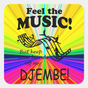 Djembe Feel The Music Square Sticker