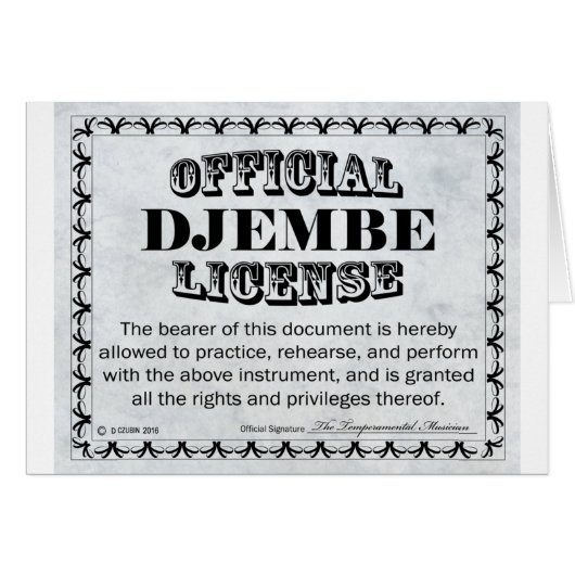 Djembe License (Front Horizontal)