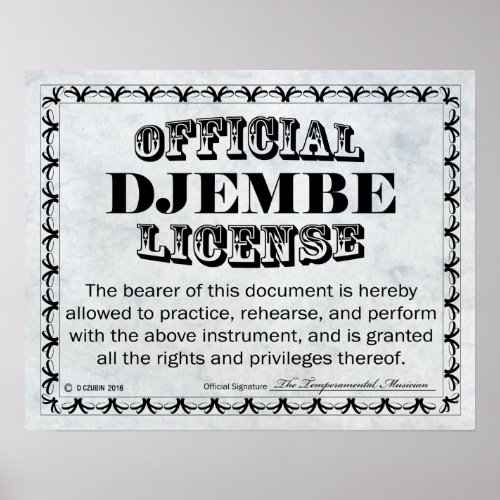 Djembe License Poster