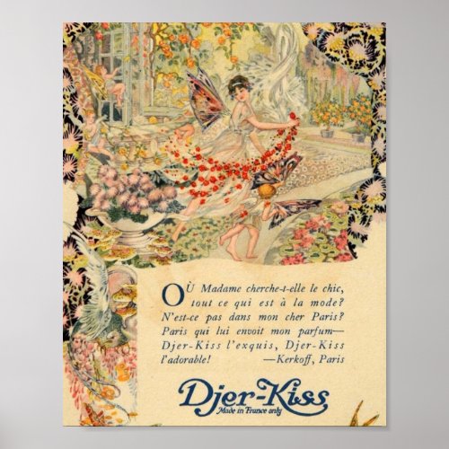 Djer_Kiss French Perfume Label Poster