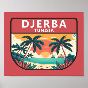 Djerba Tunisia Retro Emblem Poster