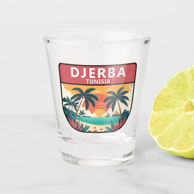 Djerba Tunisia Retro Emblem Shot Glass (Front)