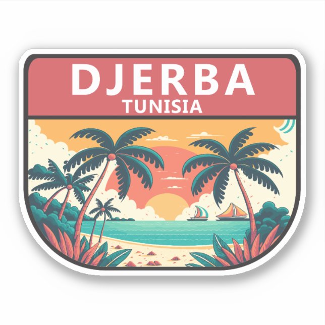 Djerba Tunisia Retro Emblem Sticker (Front)