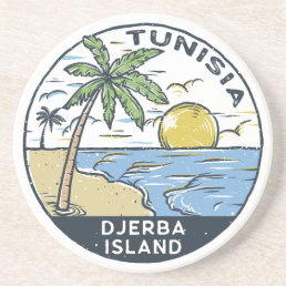 Djerba Tunisia Vintage Emblem Coaster