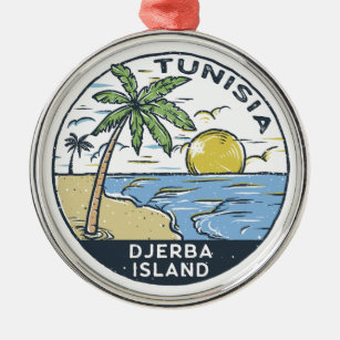 Djerba Tunisia Vintage Emblem Metal Ornament