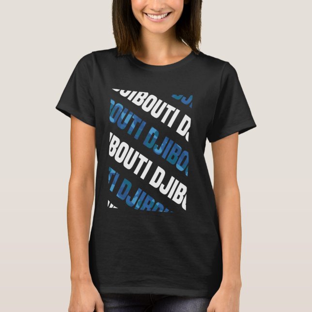 Djibouti Camo Pattern Blue Camouflage T-Shirt (Front)
