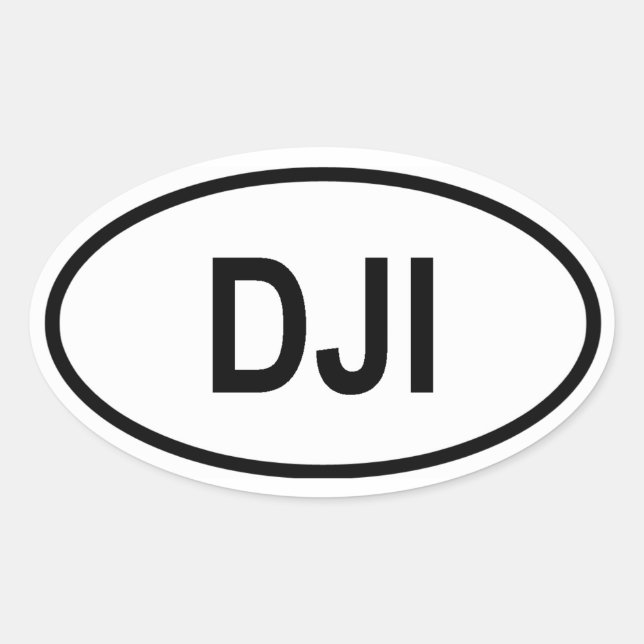Djibouti "DJI" Oval Sticker (Front)