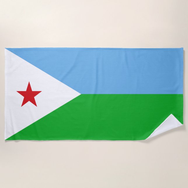 Djibouti Flag Beach Towel (Front)