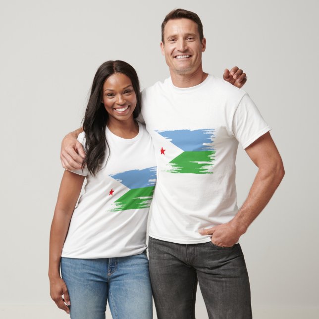 Djibouti Flag Brush Art T-Shirt (Unisex)