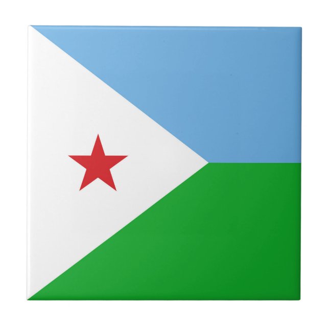 Djibouti flag ceramic tile (Front)