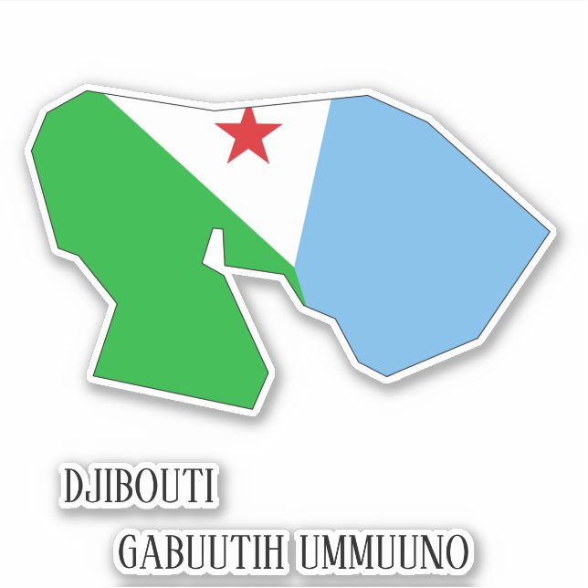 Djibouti Flag Charming Patriotic Map Sticker (Front)