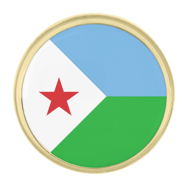 Djibouti Flag Gold Finish Lapel Pin (Front)