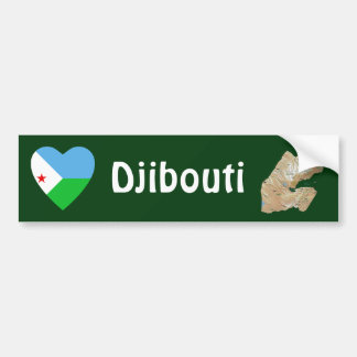 Djibouti Flag Heart + Map Bumper Sticker