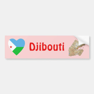 Djibouti Flag Heart + Map Bumper Sticker