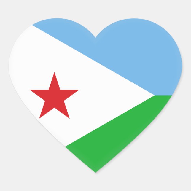 Djibouti Flag Heart Sticker (Front)