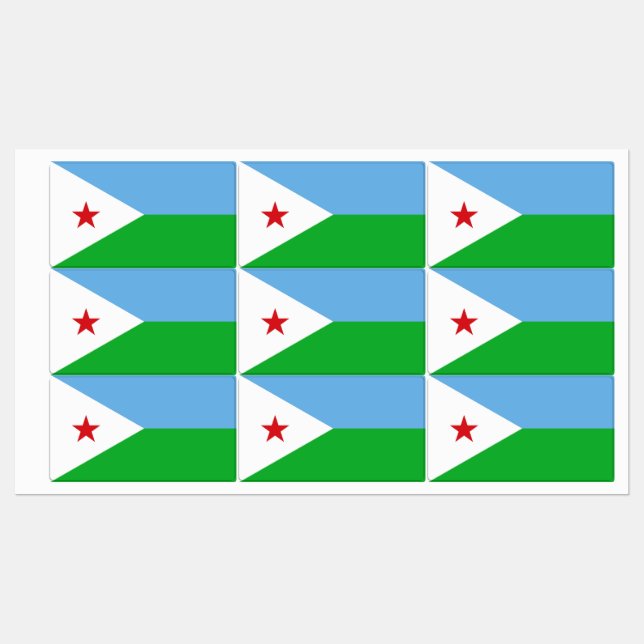 Djibouti Flag Labels (Sheet)
