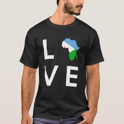Djibouti Flag Love Africa Continent Silhouette Dji T_Shirt