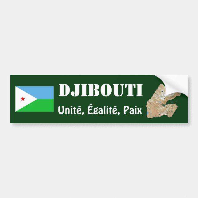Djibouti Flag + Map Bumper Sticker (Front)