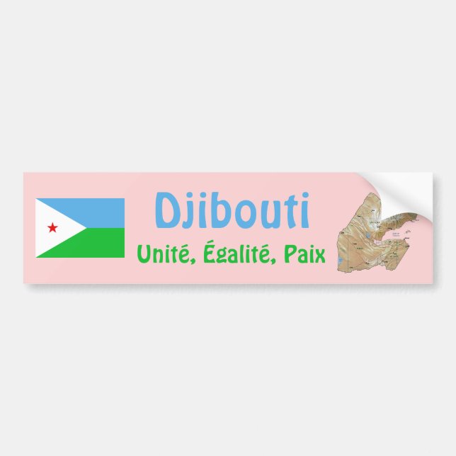 Djibouti Flag + Map Bumper Sticker (Front)