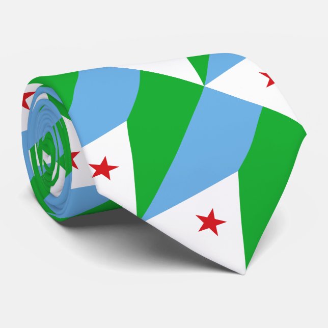 Djibouti Flag Neck Tie (Rolled)