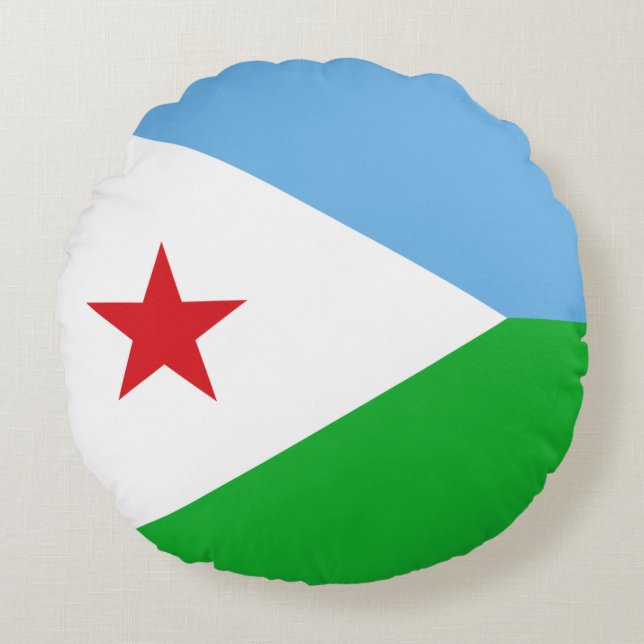 Djibouti Flag Round Pillow (Front)