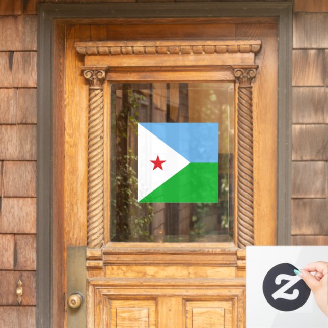 Djibouti flag window cling (Home Door)