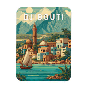 Djibouti Illustration Travel Art Vintage Magnet